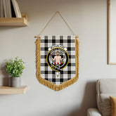 McFarlane Black - White Tartan Crest Wall Hanging Banner - Wood Pole